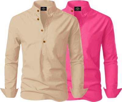 Kavyangle Creation Men Solid Straight Kurta(Gold, Multicolor)