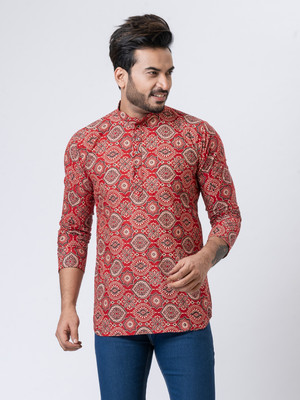 Rainbow Cloths Men Printed Straight Kurta(Multicolor)