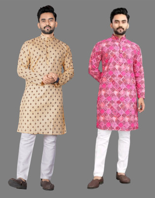 DHASU TRENDZ Men Printed Straight Kurta(Multicolor)