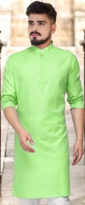 The Fashion Outlets Men Solid Straight Kurta(Light Green)