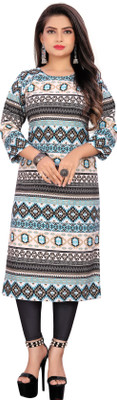 ShopGlobal Women Striped, Printed A-line Kurta(Multicolor)
