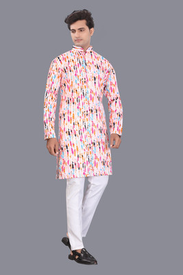 Alankrit Textiles Men Embroidered Straight Kurta(Multicolor)
