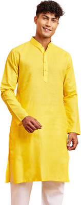 VASTRAMAY Men Solid Straight Kurta(Yellow)