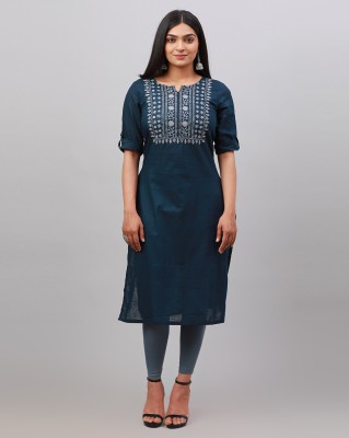 Alena Women Embroidered Ethnic Dress Kurta(Blue)