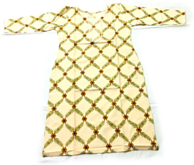 Madhu Women Floral Print A-line Kurta(White)