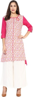 PANNKH Women Printed Straight Kurta(Pink)