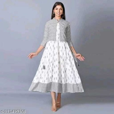 IshuCollection Women Printed Straight Kurta(White)