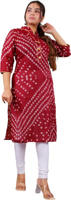 PARTH FASHIONS Women Self Design A-line Kurta(Red)
