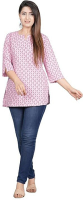 Prabhati Women Printed Straight Kurta(Pink)
