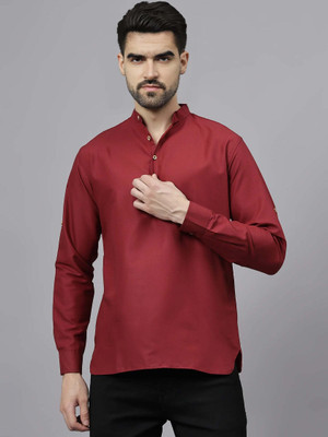 Navkanj Men Solid A-line Kurta(Maroon)