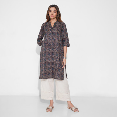 Rangmanch by Pantaloons Women Printed A-line Kurta(Black)