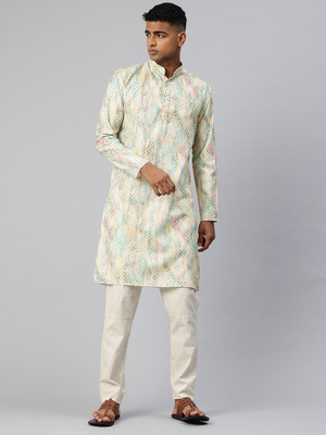 Majestic Man Men Printed A-line Kurta(Yellow)