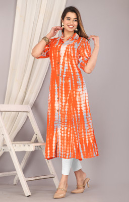 Lee Ropa Women Dyed/Ombre A-line Kurta(Blue)