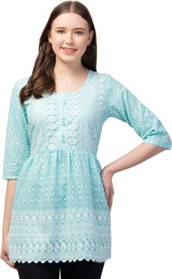 UGLY PRINCESS Women Embroidered Anarkali Kurta(Light Blue)