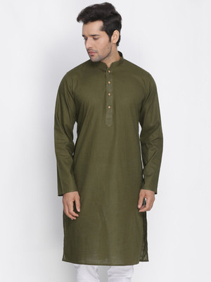 VASTRAMAY Men Solid Straight Kurta(Green)