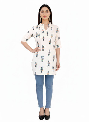 Gunatit Ventures Women Striped Straight Kurta(White)