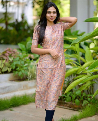 J M CREATION Women Printed A-line Kurta(Beige)