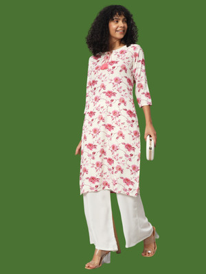 Sa Rasa Women Printed Straight Kurta(Multicolor)