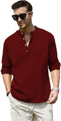 Univibe Men Solid Straight Kurta(Maroon)