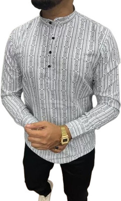 ALVIN ENTERPRISE Men Printed Straight Kurta(Grey)
