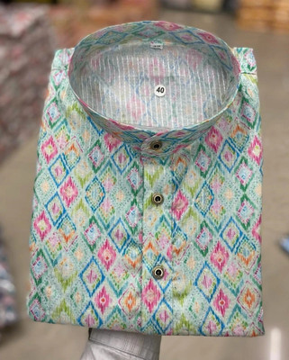 FOXDX Men Printed Straight Kurta(Multicolor)