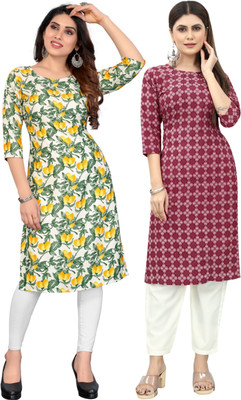 MARIDI FASHION Women Printed Straight Kurta(Multicolor)