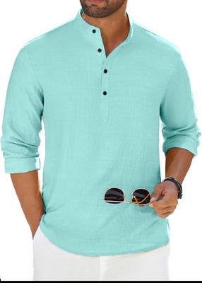 MADHAVISTA Men Solid Straight Kurta(Light Blue)