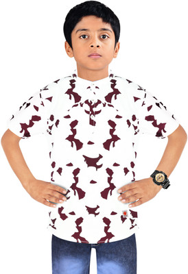 MADE IN THE SHADE Boys Self Design Straight Kurta(White, Maroon)