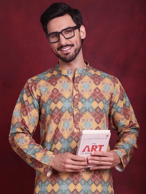 ANOUK Men Printed Straight Kurta(Multicolor)