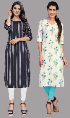 maruti fab Women Printed A-line Kurta(White)