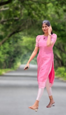 Shree Textiles Women Self Design Straight Kurta(Pink)