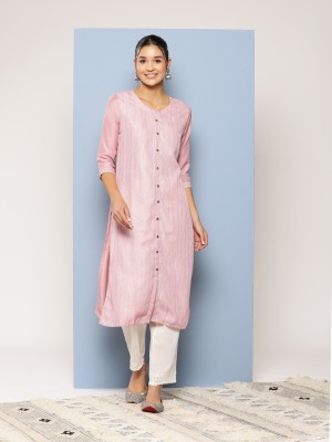 Aarika Women Embroidered Straight Kurta(Pink)