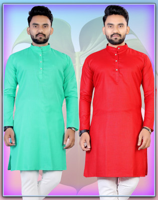 Flossy Men Solid Straight Kurta(Multicolor)