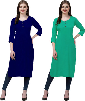 Coft Women Solid Straight Kurta(Multicolor)