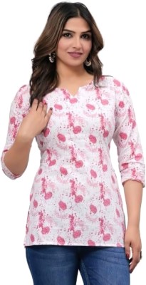 DMT Ethnic Women Floral Print A-line Kurta(Red)