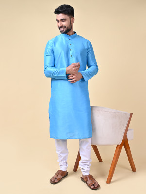 MANNYATA Men Solid A-line Kurta(Blue)