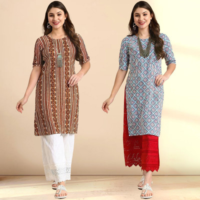 1 Stop Fashion Women Printed A-line Kurta(Multicolor)