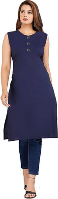 Adgood fashion Women Solid Straight Kurta(Dark Blue)