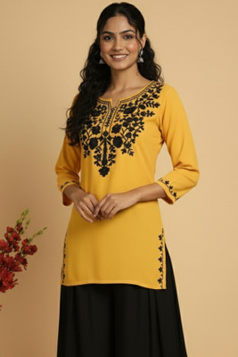 Ashufa fashion Women Embroidered Ethnic Dress Kurta(Yellow)