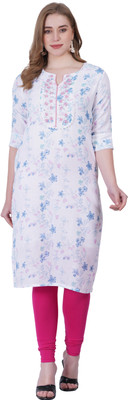 Navlika Women Self Design Straight Kurta(White, Light Blue, Pink)