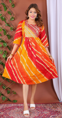 Parth Fashion Women Printed Straight Kurta(Red)