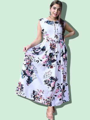 KurtisHouse Women Printed Straight Kurta(White)