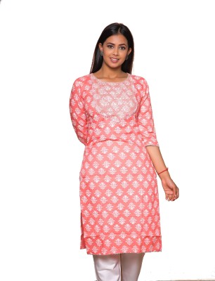 Ruvita store Women Printed Straight Kurta(Pink)