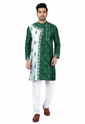 DASKAART Men Embroidered, Embellished, Self Design Ethnic Dress Kurta(Blue)