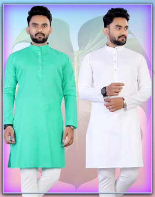 Flossy Men Solid Straight Kurta(Multicolor)