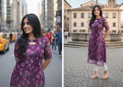 RAMDEVNOVELTYENTERPRISE Women Printed Straight Kurta(Multicolor)