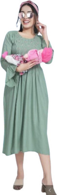 Shri Shyama Creation Women Printed A-line Kurta(Green)