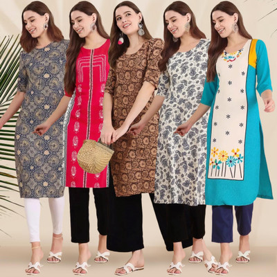 1 Stop Fashion Women Printed A-line Kurta(Multicolor)