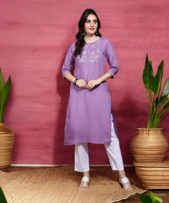 VINH FASHION Women Embroidered A-line Kurta(Multicolor)