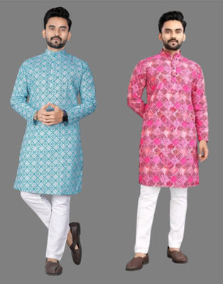 DHASU TRENDZ Men Printed Straight Kurta(Multicolor)